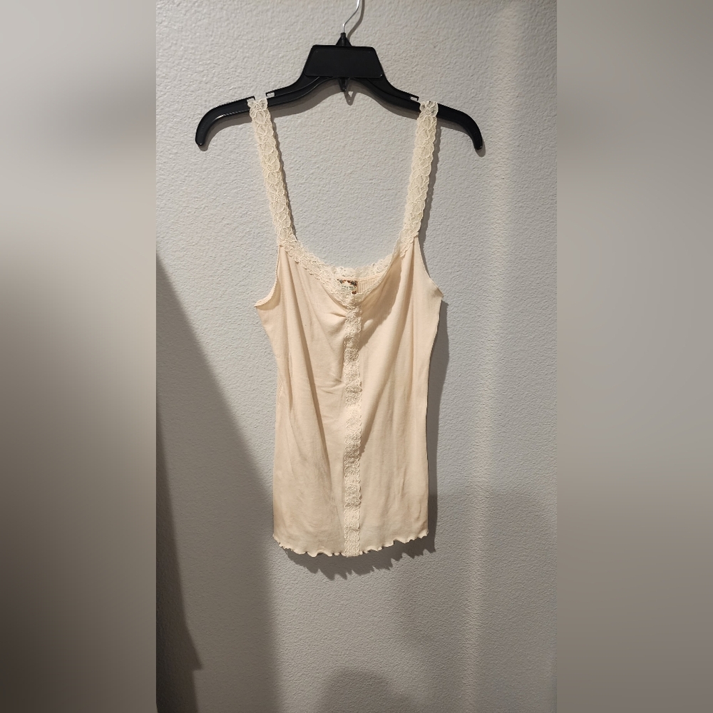 Chic Lace-Trimmed Cream Camisole Free People